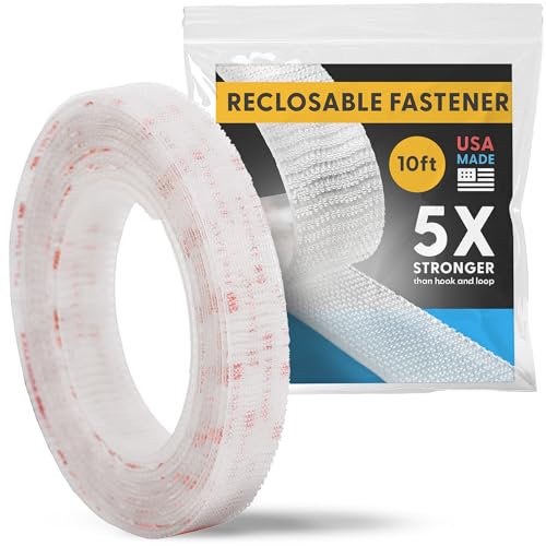 Industrial Strength - 10FT Clear Indoor/Outdoor Adhesive Mounting Tape - Self Mating Reclosable Fastener Compatible with 3M SJ3550 / SJ3560 Dual Lock - size: 10 FT, style: Clear