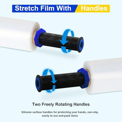 Stretch Film, RAZCC Stretch Wrap Industrial Strength, Shrink Wrap for Pallet Wrap, Heavy Duty Clear Plastic Wrap with Handles, Moving Wrapping Plastic Roll, 15" x 1000 Ft Per Roll, 60 Gauge, 4 Pack - size: 4 Rolls