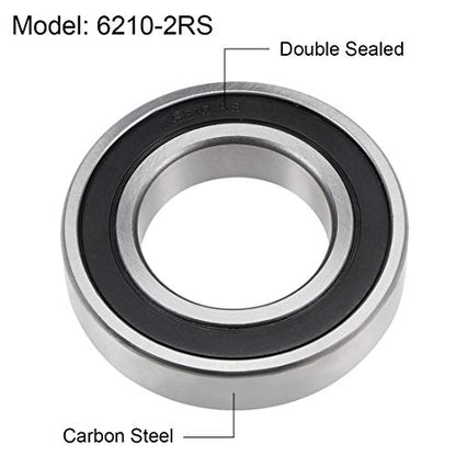 6210-2RS Deep Groove Ball Bearings Z2 50x90x20mm Double Sealed Carbon Steel 2pcs - size: 50mmx90mmx20mm
