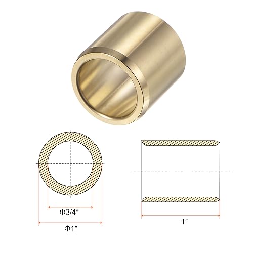 HARFINGTON 2pcs Sleeve Bearings 3/4" Bore 1" OD 1" Length Wrapped Oilless Bushings Brass Alloy for Transmission Conveyor Systems - size: 3/4" x 1" x 1"