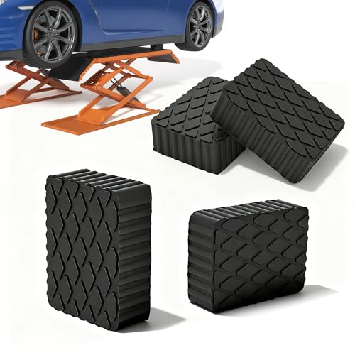 4pcs Solid Rubber Auto Lift Pads, 6-1/3" x 4-3/4" x 2"