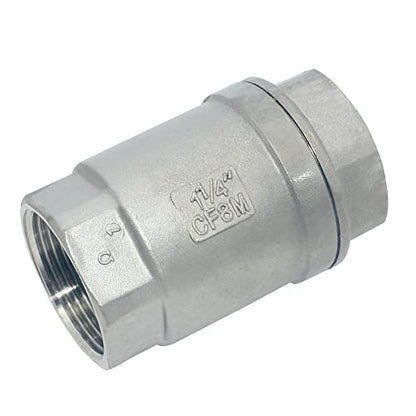 1-1/4" NPT Female WOG1000 Check Valve,Spring Loaded In-line Low Cracking Pressure,Stainless Steel SS316 CF8M - size: 1.25 Inch