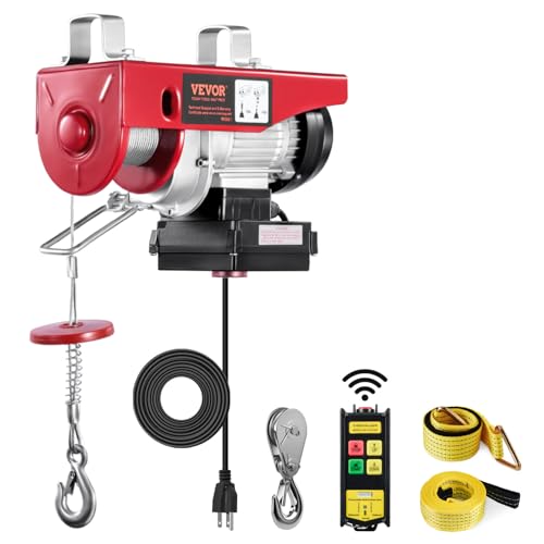 VEVOR Electric Hoist with Wireless Remote Control, 110v 440lbs Electric Hoist with Remote Control, 40ft/20ft Lifting Height Motor, for Garage Warehouse Factory - size: 440lbs