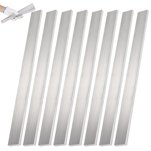 Tlence 8 Pieces Square Aluminum Flat Bar, 1/4" (6mm) x 1" (25 mm) Aluminum Flat Plate, 12" (305mm) Long 6061 General Purpose Plate, Heat Treatable T6 Solid New Mill Stock for Industry