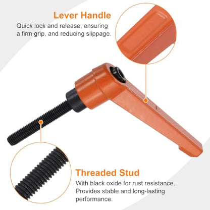 uxcell Clamping Lever Handles for Lathe, M5x32mm Male Thread Orange - size: M5x32mm