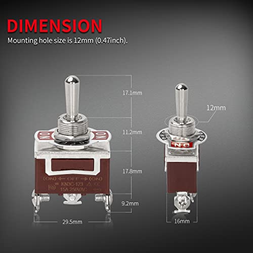 DaierTek Waterproof Momentary Toggle Switch 12V DC 20A Heavy Duty Marine SPDT Switch Rocker 3 Way (ON)-Off-(ON) 250V AC 15A with Weatherproof Boot Cap Cover for Auto Car Boat -4pcs - size: Screw (ON)-OFF-(ON) with Weatherproof Boot Cap