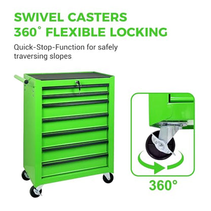 Rolling Metal Tool Chest with 7 Drawers - color: 7-drawer-green-a