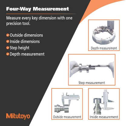 Mitutoyo 530-114 Vernier Caliper, Stainless Steel, Inch/Metric, 0-8" Range, +/-0.002" Accuracy, 0.0078" Resolution
