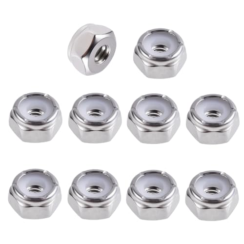 10pcs 6#-32 Nylon Inserted Hex Lock Nuts, 304 Stainless Steel - size: 10pcs 304 6#-32