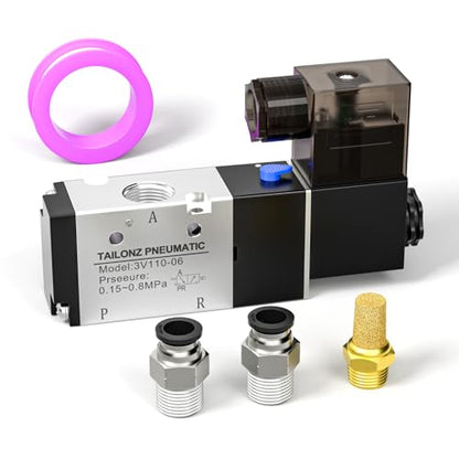 TAILONZ 1/8"NPT DC12V Solenoid Valve 2Position 3Way Junction Box 3V110-06 - color: DC12V, size: 2 Position 3 Way-1/8"NPT