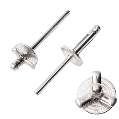 ISPINNER 50pcs 3/16" x 1" Large Head Tri-Fold Exploding Aluminum Pop Rivets (Silver) - color: Silver, size: 3/16" x 1"