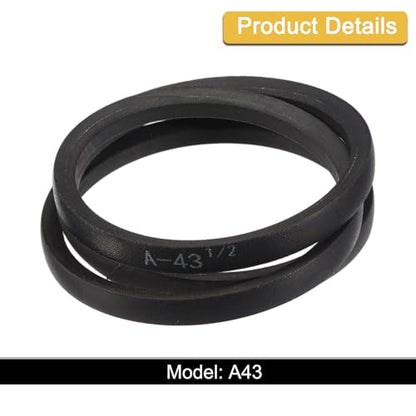 uxcell A43 1/2 Classic Wrapped V-Belt,45" Outer Circ A Profile,Black - size: A43 1/2