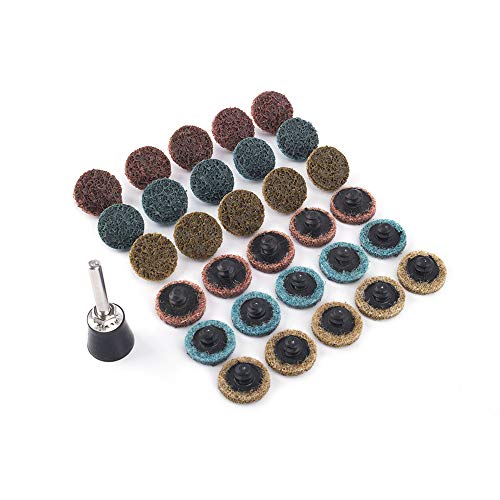 31Pcs 1'' Surface Conditioning Buffing Dics Quick Change Prep Polishing Pad Set with 1Pc 1/4'' Holder (1inch Set)