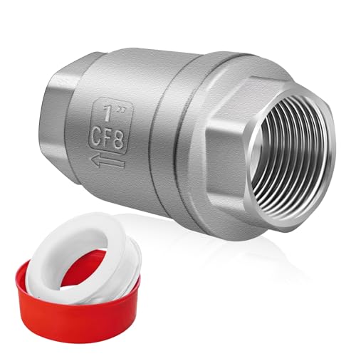 Boltigen 1 inch Spring Check Valve, 304 Stainless Steel CF8 Non Return One Way Horizontal Check Valve, Vertical Inline Water Check Valve for Well, Pump, Tank, Backflow Prevention, WOG 1000 - size: 1'' NPT