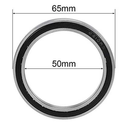 uxcell 6810-2RS Deep Groove Ball Bearings 50mm Inner Dia 65mm OD 7mm Bore Double Sealed Chrome Steel Z2 2pcs - size: 50x65x7mm