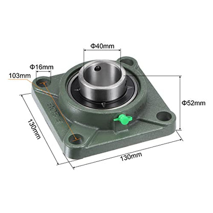 uxcell UCF208 Flange Block Bearings 40mm Bore Cast Iron Bearing Unit Set Screw Lock - size: 40mm