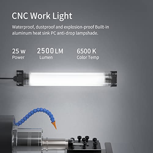 LED Work Light, Machine LED Tube Light, Explosionproof Work Lamp IP66 Waterproof 2500 Lumen 25W 120V-220V Floodlight Mounted on milling Machine Table Suitable for Workshop/Garage/milling Workshop etc - size: 25W