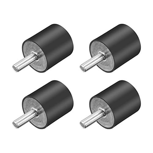 uxcell M6 Thread Rubber Mounts,Vibration Isolators,Cylindrical Shock Absorber with Studs 25 x 25mm 4pcs - size: M6x25x25mm