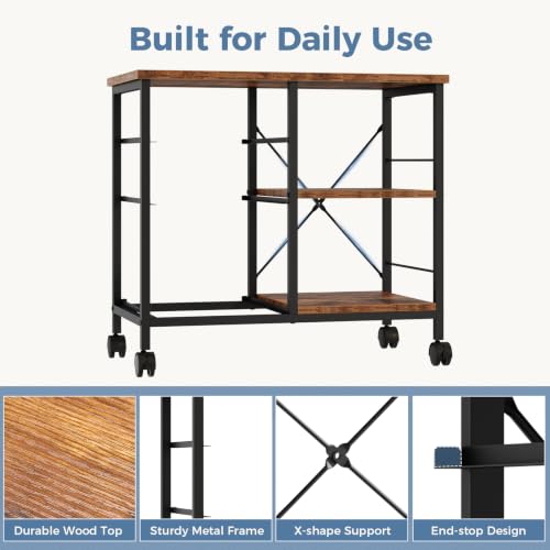 DUMOS 3 Drawer Mobile File Cabinet, Rolling Printer Stand with Storage - color: Grey