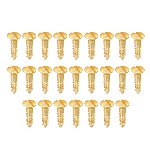 PATIKIL M3 x 12mm Slotted Wood Screw, 25 Pack Solid Brass Oval Head - size: M3x12mm