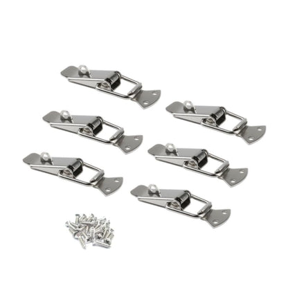 Latch, Stainless Steel Spring Loaded Toggle Latch,With locking hole, Silver Catch Hasp Clamp Clip Lock with for Cabinet, Wooden Case, Box (6 Pack)