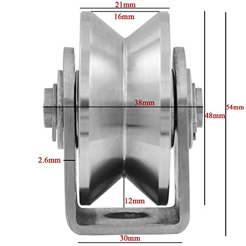 Pulley Wheel with 2 Bearing, Shoulder Pulley Cable Pully Block Heavy Duty Loading 400kg for Washing Line/Rope,DIY Attachment Lifting Blocks,hoists,Ladder Lift,DIY Home Projects,Shop Lifts - size: 54mm V type