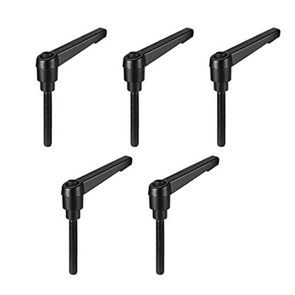 uxcell 5pcs Adjustable Clamping Lever Handle M6 x 32mm Metric Black Oxide Carbon Steel Male Threaded Stud Hand Knobs Ratchet Rotating Screw Handles Bolts with Locking Lever Black - size: M6 x 32mm