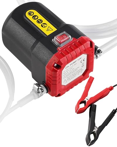 Oil Extractor Pump 12V 80W, Upgraded DIY Oil Change Pump w/ Auto Overload - color: Red