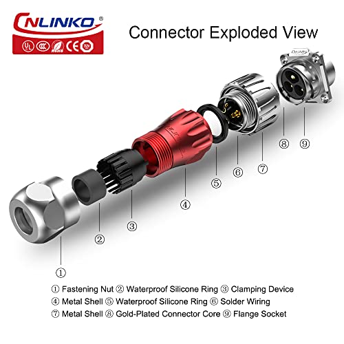 CNLINKO DH Series M20 Waterproof Connector 2/3/4/5/7/9/12 Pin Bayonet Connecting Type Metal Shell Soldering Cable Landscape Light Female Plug Male Socket IP67 Waterproof connectors (12pin) - style: 12pin