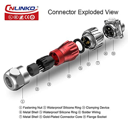 CNLINKO DH Series M20 Waterproof Connector 2/3/4/5/7/9/12 Pin Bayonet Connecting Type Metal Shell Soldering Cable Landscape Light Female Plug Male Socket IP67 Waterproof connectors (12pin) - style: 12pin