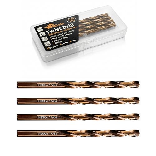 (4PCS) 17/64" Cobalt Drill Bit, HSS M35 Metal Drill Bits for Steel, Stainless Steel, Cast Iron, Hard Plastic and Wood - size: 17/64 4PCS Cobalt