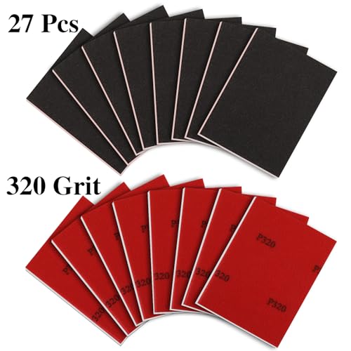 27 Pcs Sanding Sponge Block Pads, 320 Grit Fine Sandpaper Sand Paper - size: 320 Grits