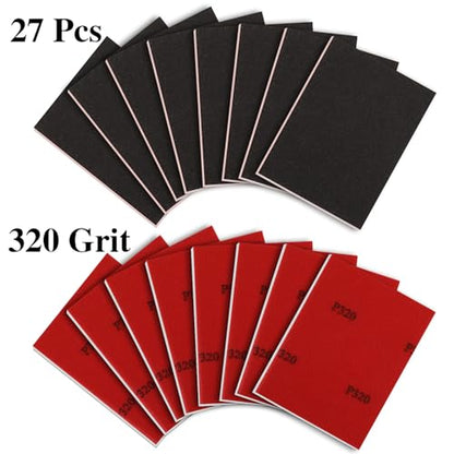 27 Pcs Sanding Sponge Block Pads, 320 Grit Fine Sandpaper Sand Paper - size: 320 Grits
