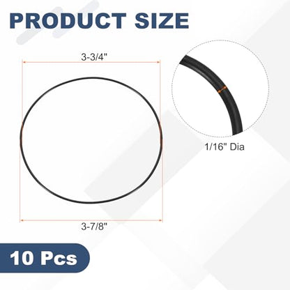 uxcell 10Pcs AS-044 O-Rings, Nitrile Rubber O-Rings 3-3/4" ID, 3-7/8" OD, 1/16" Width Round Sealing Gasket for Automotive Machine Plumbing Sealing Repair (70 Durometer, Black) - size: 3-3/4" ID, 3-7/8" OD, 1/16" Width