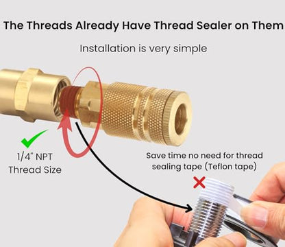 Coupler and Plug Kit, 1/4 Inch NPT, Industrial Type D - size: 7 Piece with sealant
