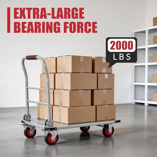 Heavy Duty Platform Truck Cart, 36"X24" Flatbed Cart Folding Hand Trucks, 2000Lbs, 6" Swivel Brake Casters, Foldable Folding Dolly for Warehouse Garage Moving