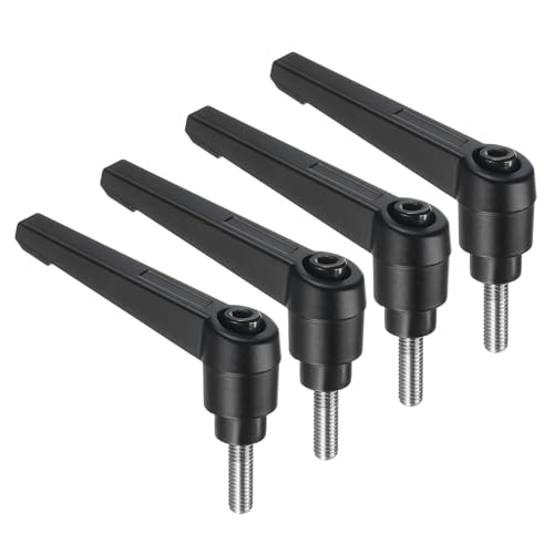 uxcell 4pcs Clamping Lever Handles, M5 x 15mm 304 Stainless Steel Threaded Male Stud, Adjustable Handles Locking Quick Release Ratchet Push Button Bolt Knobs, Black - size: M5 x 15mm