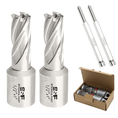S&F STEAD & FAST Annular Cutter Set 2 Pcs, 1/2" x 1" DOC, Mag Drill Bits - style: 2P-1_2x1