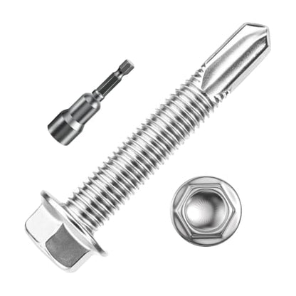 Wensilon 2lbs 5/16×2" Stainless Steel Self Drilling Screws, 40 PCS - color: Silver, size: 5/16×2"