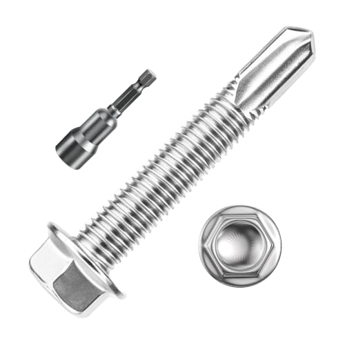 Wensilon 2lbs 5/16×2" Stainless Steel Self Drilling Screws, 40 PCS - color: Silver, size: 5/16×2"