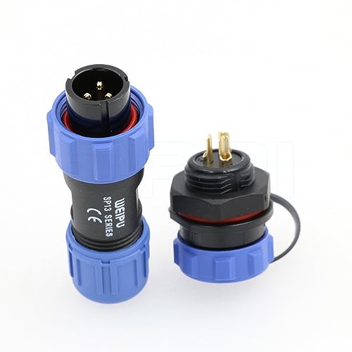 Weipu SP13 3Pin Thread Coupling Rear-nut Mount Aviation Circular Waterproof Connector for AC DC Signal LED Industrial Equipment - size: 3 Pin