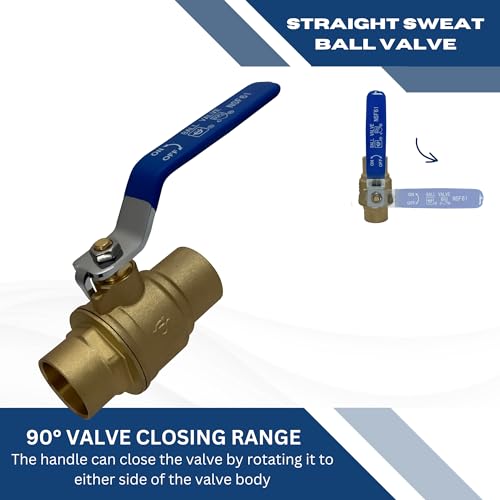 5 Pack XFITTING 3/4 in Sweat Ball Valve, Brass, Full Port, 600 WOG 1/4 Turn - size: 3/4" Sweat