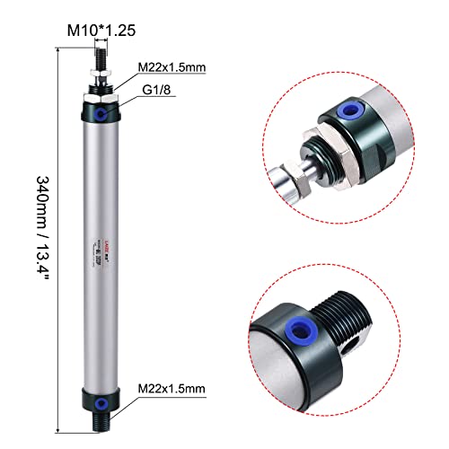 MECCANIXITY Pneumatic Air Cylinder MAL25X200 25mm Bore 200mm Stroke - size: 25X200 mm
