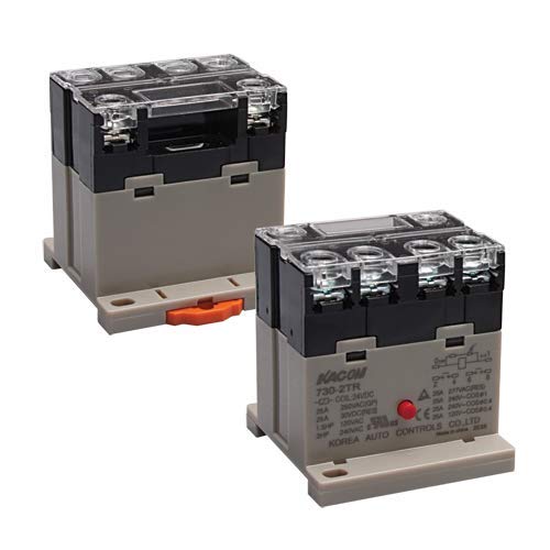 730-2TR-110VAC, Electro Mechanical Power Relay, DIN Rail Mount & Screw terminals, 25A DPST NO, 110VAC Coil Input