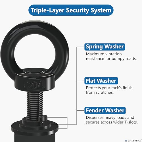 NACETURE Heavy Duty M8 T-Track Eye Bolt Tie Down Anchors, 30mm 4 Pack - color: Black M8 30mm 4 Pack