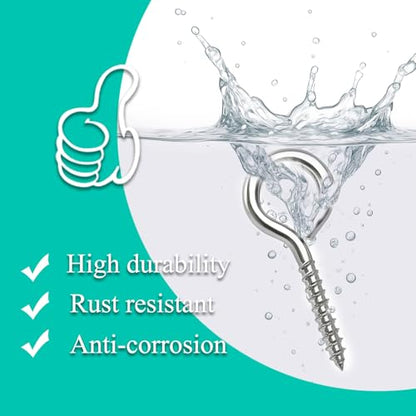 2PCS 4inch Heavy Duty Screw Eye Hooks, M8 Large Eye Screw Self-Tapping Bolt