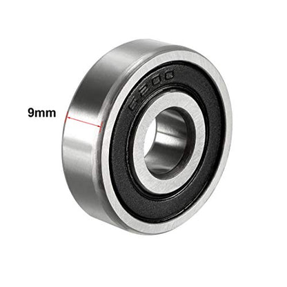 uxcell 6200-2RS Ball Bearing 10mm x 30mm x 9mm Double Sealed 180200 Deep Groove Bearings, Carbon Steel (Pack of 2) - size: 10 mm x 30 mm x 9 mm