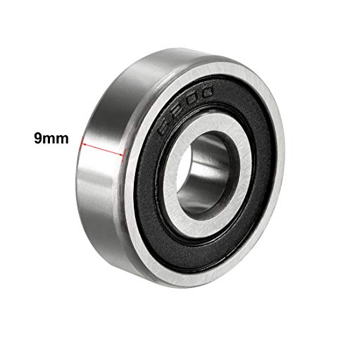 uxcell 6200-2RS Deep Groove Ball Bearing 10mm x 30mm x 9mm Double Sealed Carbon Steel Bearings 8pcs - size: 10mmx30mmx9mm