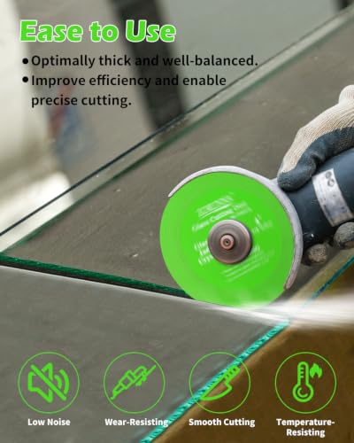 ZORUNNA 5Pcs 4" Glass Cutting Disc, Diamond Blade for Angle Grinder - size: 4"