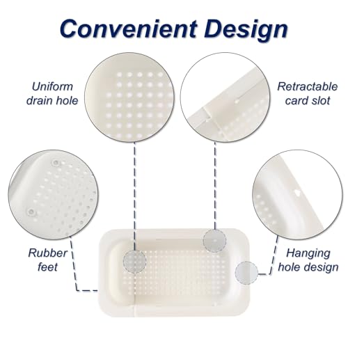 Extendable Sink Colander Strainer Basket - Wash Vegetables and Fruits, Drain Cooked Pasta and Dry Dishes - Adjustable Over the Sink Colander Collapsible Drainer Basket - White - color: White